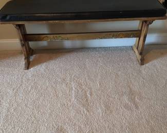 Antique Piano Bench with Hand-Painted Floral Design