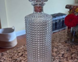 Vintage "Diamond Cut" Pattern Glass Decanter with Stopper