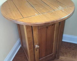 Pine Pedestal Table with Cabinet