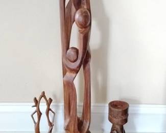 African Family Wood Sculpture