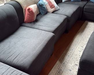 Large Charcoal Gray Sectional Sofa with Ottomans