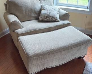 Corduroy Accent Chair with Ottoman