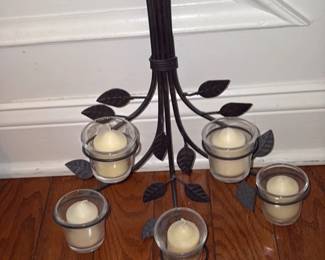 Wrought Iron Candelabra with Leaf Motifs