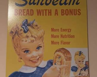 Sunbeam Bread "Bread with a Bonus" Advertising Sign