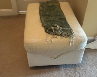 Upholstered Storage Ottoman with Throw Blanket