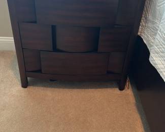 Modern Dark Wood Nightstand with Unique Drawer Fronts