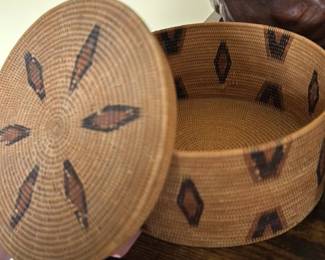 Native American Woven Basket with Lid