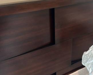 Modern Dark Wood Platform Bed Frame with Headboard