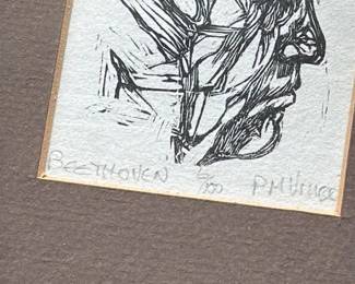 Beethoven Portrait Etching by P.M. Prince