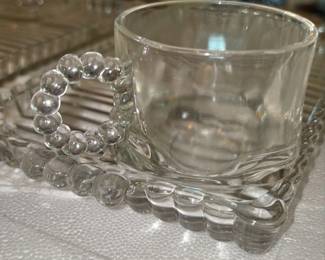 Vintage Glass Breakfast Tray and Cup Set