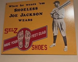 Shoeless Joe Jackson Selz Shoes Advertising Sign