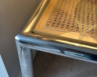 Chrome and Cane Side Table