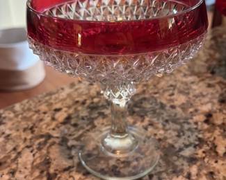 Ruby Flashed Crystal Coupe Glass