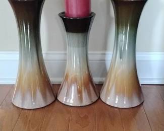 Ceramic Candle Holders with Ombre Glaze