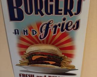 Burgers and Fries Tin Sign