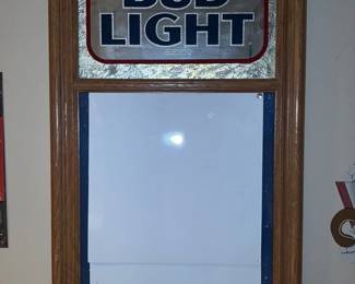 Bug Light Beer Mirror Sign with Whiteboard