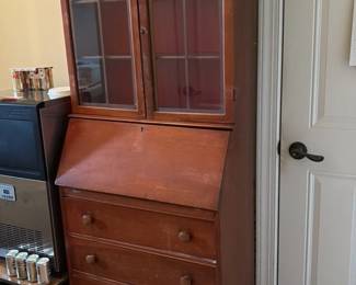 Antique Secretary Desk with Glass Doors