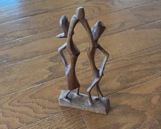 Carved Wooden Couple Figurine