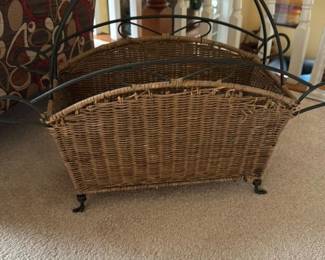Wicker and Wrought Iron Magazine Rack