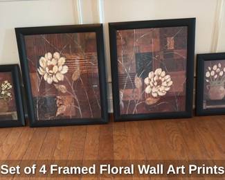Set of 4 Framed Floral Wall Art Prints