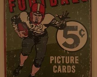 Topps Football Picture Cards Bubble Gum Metal Sign