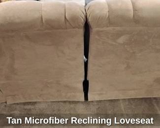 Tan Microfiber Reclining Loveseat