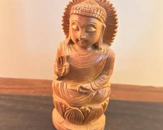 Carved Wooden Buddha Figurine