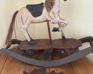 Vintage Wooden Rocking Horse Toy