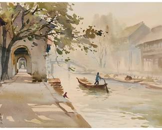 3172
Cao Daqing
(b. 1944)
"Noon"
Watercolor on paper
Signed and inscribed in Chinese in black ink, and with a red ink chopmark, all lower left; titled by repute
Image/Sheet: 17" H x 24.75" W
Estimate: $150 - $200