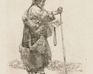 3148
Yang Jinsong
(b. 1955)
"To Ulan Bator"
Etching on thick wove paper
Edition: 20/20
Signed and presumably titled in Chinese, and numbered, all in pencil, in the lower margin
Plate: 8.875" H x 6.5" W; Sheet: 16" H x 13.5" W
Estimate: $500 - $700