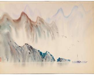 3185
Shen Huizhu
(20th century)
"Forever"
Watercolor on paper
Unsigned; stamped with the artist's red ink chopmark, lower left; titled by repute
Sheet: 15.125" H x 21.125" W
Estimate: $600 - $800