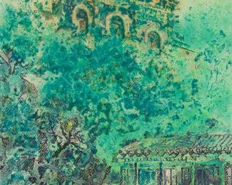 3081
Guo De An
(b. 1930)
"Summer Palace," 1987
Mixed media on paper
Signed in Chinese, dated 1987, and inscribed in Chinese characters, all lower left; titled on a label affixed to the frame's glass, lower left
Sight: 21" H x 15" W
Estimate: $400 - $600