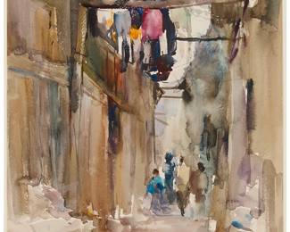 3073
Liu Fenglan
(b. 1944)
"Lao Jie," 1988
Watercolor on paper
Signed in Chinese and dated 1988.10 in brownish-red ink, lower right; titled by repute
Sheet: 16.5" H x 14" W
Estimate: $1,000 - $1,500