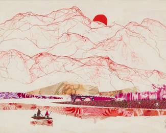 3162
Hang Faji
(b. 1946)
"Hengshan Mountain in the Morning," 1978
Fabric collage on paper mounted to light green paper
Signed in Chinese and dated 1978·3· in black ink, lower right; titled by repute
Sheet: 10.375" H x 14" W
Estimate: $100 - $200