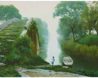 3113
Chen Shihe
(b. 1950)
"River to Heaven"
Oil on canvas
Appears unsigned; titled by repute; inscribed verso: AME, presumably in another hand
26" H x 32" W
Estimate: $2,000 - $3,000