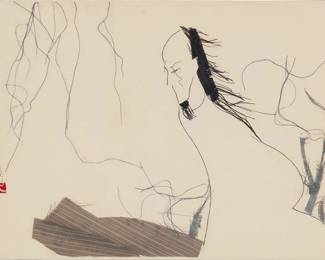 3160
Hang Faji
(b. 1946)
"Cao Xueqin," 1982
Fabric collage on paper mounted to light blue paper
Signed in Chinese and dated 1982·1 in black ink, and with a red ink chopmark, all near the center of the left edge
Sheet: 10.75" H x 14.625" W
Estimate: $100 - $200