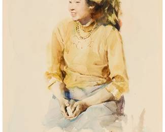 3016
Guan Weixing
(b. 1940)
"Mei Ling," 1990
Watercolor on paper
Signed in Chinese and dated 1990, lower right; titled by repute
Sheet: 20.5" H x 14.75" W
Estimate: $600 - $800