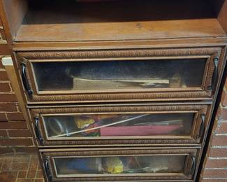 3 door cabinet w/open shelf top.