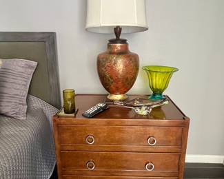 pair lamps and nightstands. Will verify, but looks to be Fritz Hansen at first glance