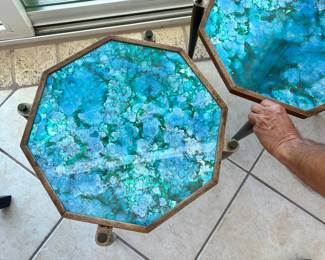 pair of octagon nesting tables