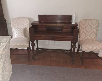 Upholstered chairs & desk