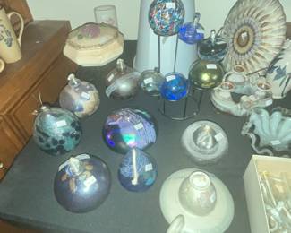 MORE HAND-BLOWN BALL OIL LAMPS
