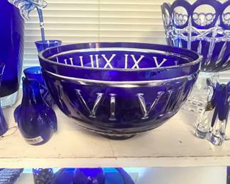 UNIQUE "GODINGER" COBALT CUT CRYSTAL BOWL!