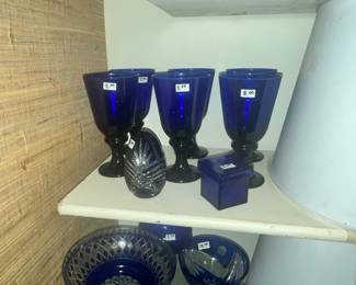 COBALT FOOTED GOBLETS
