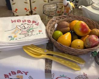 Vintage Towels, Table Squares, Cannister Set…..