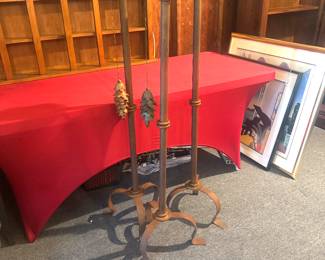 3 vintage metal candle holders