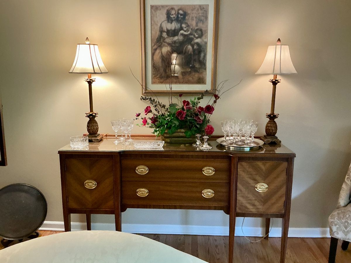 Stunning Antique, Sideboard, Server. With custom glass top