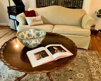 Pie Crust, Coffee Table, excellent condition. Sleeper Sofa, area rug, 