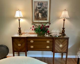 Stunning Antique, Sideboard, Server. With custom glass top