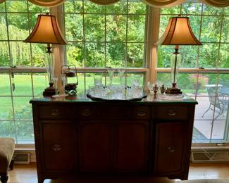 Buffet, Waterford crystal, crystal lamps 